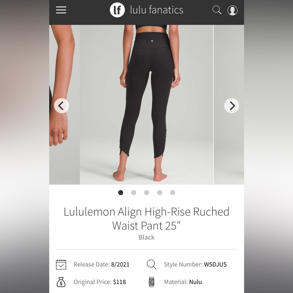 Lululemon Align High-Rise Ruched Waist Pant 25 - Size 10